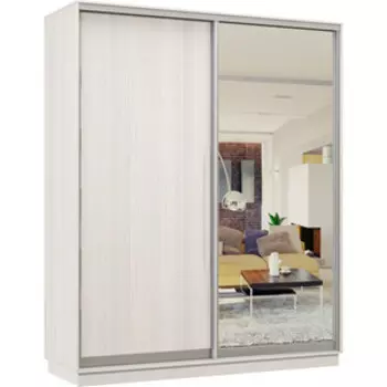 Шкаф-купе Классика 24 (каркас каттхульт, фасады 02/01 каттхульт,зеркало) профиль серебро 24.2400.1800.600.(02.01).03.(03.00).01