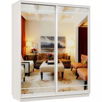 Шкаф-купе Классика 24 (каркас каттхульт, фасады 09/09 зеркало) профиль белый глянец 24.2400.1800.600.(09.09).03.(00.00).06