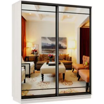 Шкаф-купе Классика 24 (каркас каттхульт, фасады 09/09 зеркало) профиль черный муар 24.2400.1800.600.(09.09).03.(00.00).07