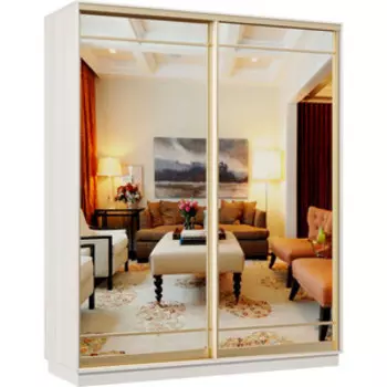 Шкаф-купе Классика 24 (каркас каттхульт, фасады 09/09 зеркало) профиль золото 24.2400.1800.600.(09.09).03.(00.00).02