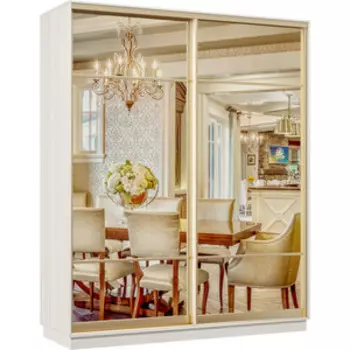 Шкаф-купе Классика 24 (каркас каттхульт, фасады 11/11 зеркало) профиль золото 24.2400.1800.600.(11.11).03.(00.00).02