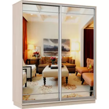 Шкаф-купе Классика 24 (каркас ясень шимо светлый, фасады 09/09 зеркало) профиль серебро 24.2400.1800.600.(09.09).01.(00.00).01