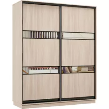 Шкаф-купе Классика 24 (каркас ясень шимо светлый, фасады 15/15 ясень шимо светлый) профиль черный муар 24.2400.1800.600.(15.15).01.(01.01).07