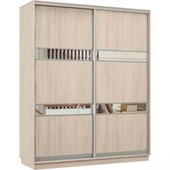 Шкаф-купе Классика 24 (каркас ясень шимо светлый, фасады 15/15 ясень шимо светлый) профиль серебро 24.2400.1800.600.(15.15).01.(01.01).01