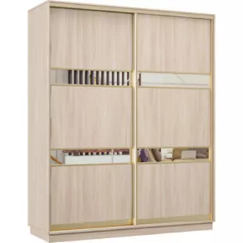 Шкаф-купе Классика 24 (каркас ясень шимо светлый, фасады 15/15 ясень шимо светлый) профиль золото 24.2400.1800.600.(15.15).01.(01.01).02