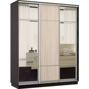 Шкаф-купе Классика 24 (каркас венге,фасады 11,08,11 ясень шимо светлый) профиль серебро Л24.2400.1800.600.(11.08.11).06.(00.01.00).01