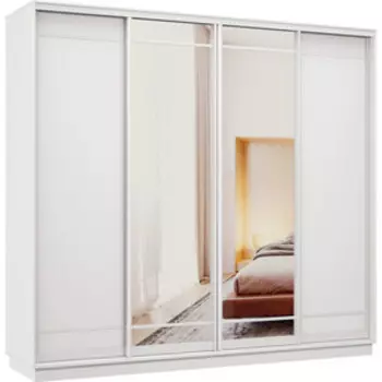 Шкаф-купе Классика 48 (каркас белый, фасады 06/09/09/06 белый) профиль белый глянец 48.2400.2400.600.(06.09.09.06).07.(07.00.00.07).06