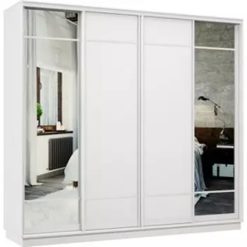 Шкаф-купе Классика 48 (каркас белый, фасады 10/07/07/10 белый) профиль белый глянец 48.2400.2400.600.(10.07.07.10).07.(00.07.07.00).06