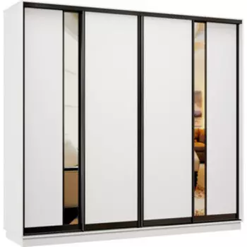 Шкаф-купе Классика 48 (каркас белый, фасады 13/02/02/12 белый) профиль черный муар 48.2400.2400.600.(13.02.02.12).07.(07.07.07.07).07