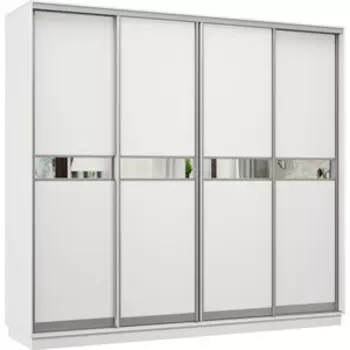Шкаф-купе Классика 48 (каркас белый, фасады 14/14/14/14 белый) профиль серебро 48.2400.2400.600.(14.14.14.14).07.(07.07.07.07).01