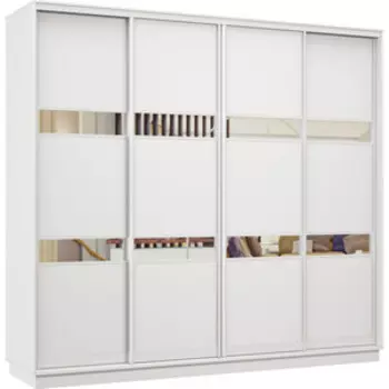 Шкаф-купе Классика 48 (каркас белый, фасады 15/15/15/15 белый) профиль белый глянец 48.2400.2400.600.(15.15.15.15).07.(07.07.07.07).06