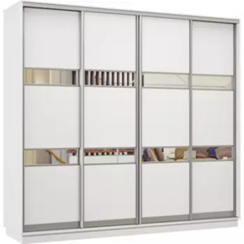 Шкаф-купе Классика 48 (каркас белый, фасады 15/15/15/15 белый) профиль серебро 48.2400.2400.600.(15.15.15.15).07.(07.07.07.07).01