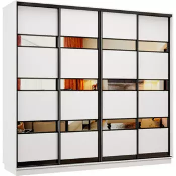 Шкаф-купе Классика 48 (каркас белый, фасады 16/16/16/16 белый) профиль черный муар 48.2400.2400.600.(16.16.16.16).07.(07.07.07.07).07