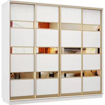 Шкаф-купе Классика 48 (каркас белый, фасады 16/16/16/16 белый) профиль золото 48.2400.2400.600.(16.16.16.16).07.(07.07.07.07).02