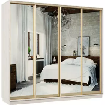 Шкаф-купе Классика 48 (каркас каттхульт, фасады 01/01/01/01 зеркало) профиль золото 48.2400.2400.600.(01.01.01.01).03.(00.00.00.00).02