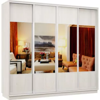 Шкаф-купе Классика 48 (каркас каттхульт, фасады 05/05/05/05 каттхульт) профиль белый глянец 48.2400.2400.600.(05.05.05.05).03.(03.03.03.03).06