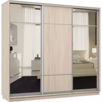 Шкаф-купе Классика 58 (каркас ясень шимо светлый, фасады 11/08/11 ясень шимо светлый) профиль серебро Л58.2200.2400.600.(11.08.11).01.(01.01.01).01