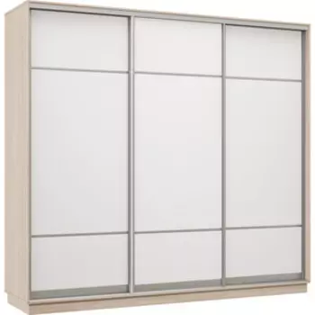 Шкаф-купе Классика 60 (каркас ясень шимо светлый,фасады 08,08,08 белый) профиль серебро Л60.2400.2400.600.(08.08.08).01.(07.07.07).01