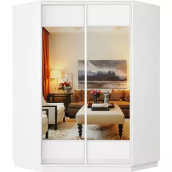 Шкаф-купе Классика 71 (каркас белый, фасады 05/05 белый) профиль белый глянец 71.2200.1100.450.(05.05.).07.(07.07.).06