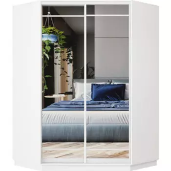 Шкаф-купе Классика 71 (каркас белый, фасады 09/09 зеркало) профиль белый глянец 71.2200.1100.450.(09.09.).07.(00.00.).06