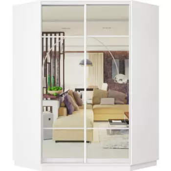 Шкаф-купе Классика 71 (каркас белый, фасады 11/11 зеркало) профиль белый глянец 71.2200.1100.450.(11.11.).07.(00.00.).06