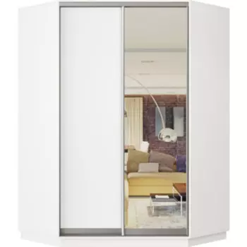 Шкаф-купе Классика 73 (каркас белый, фасады 02/01 белый) профиль серебро 73.2400.1100.450.(02.01.).07.(07.00.).01