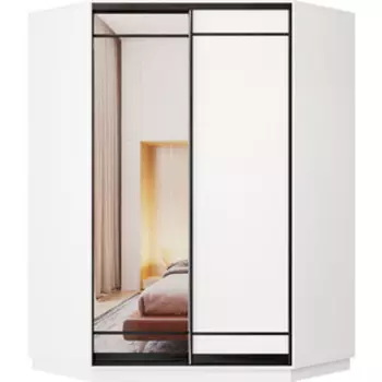 Шкаф-купе Классика 87 (каркас белый, фасады 06/09 белый) профиль черный муар 87.2200.1500.450.(06.09.).07.(07.00.).07