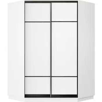 Шкаф-купе Классика 87 (каркас белый, фасады 08/08 белый) профиль черный муар 87.2200.1500.450.(08.08.).07.(07.07.).07