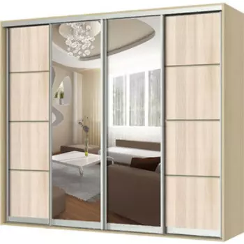 Шкаф-купе Шарм-Дизайн Премиум 240х60 ясень с зеркалом