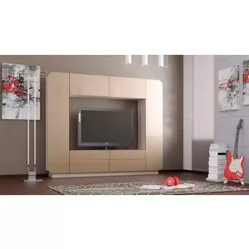 Шкаф многоцелевого назначения Олимп Лаванда-2 Н ясень шимо светлый / ПВХ кофе с молоком глянец