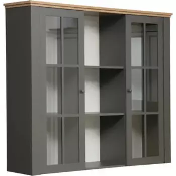 Шкаф навесной ОЛМЕКО 37.10 Прованс диамант серый/дуб каньон/профиль: Masa Decor диамант/стекло