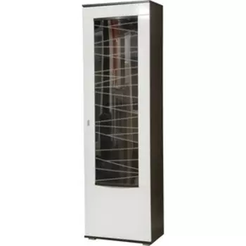 Шкаф - пенал Олимп 06.110 Алабама венге/ПВХ белый глянец снег/стекло светлое гнутое с пескоструем правый осн.