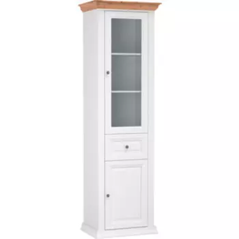 Шкаф-пенал ОЛМЕКО 70.01 Атланта (со стеклом) (белый/пленка: Masa Decor белый/профиль: Masa Decor белый/профиль: Masa Decor дуб вотан)