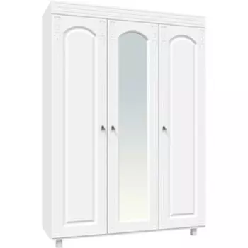 Шкаф трехстворчатый с зеркалом Compass Элизабет ЭМ-18 белое дерево