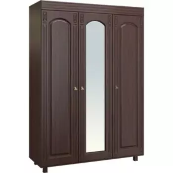 Шкаф трехстворчатый с зеркалом Compass Элизабет ЭМ-18 орех темный