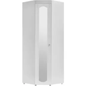 Шкаф угловой ОЛМЕКО Афина АФ-68 с зеркальной дверью, белое дерево