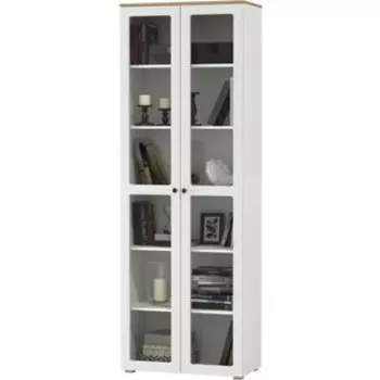 Шкаф-витрина Моби Остин 16.394.02 цвет белый шагрень/дуб крафт золотой (1028122)