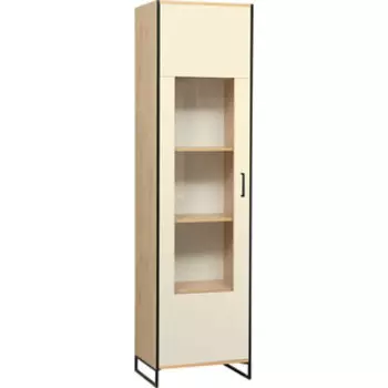 Шкаф-витрина Олимп 46.01 Доната дуб бунратти светлый/бежевый/стекло /металл: черный