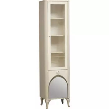 Шкаф-витрина ОЛМЕКО 43.06 Стефани бежевый/профиль: Masa Decor слоновая кость/профиль: Kroning слоновая кость патина/стекло с комплектом зеркал