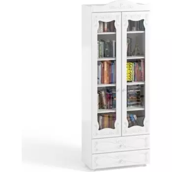 Шкаф-витрина ОЛМЕКО Италия ИТ-46 белое дерево