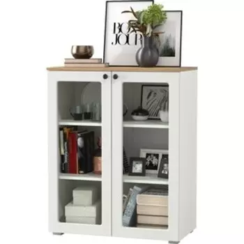 Шкаф-витрина(тумба) Моби Остин 16.394.01 цвет белый шагрень/дуб крафт золотой (1028120)