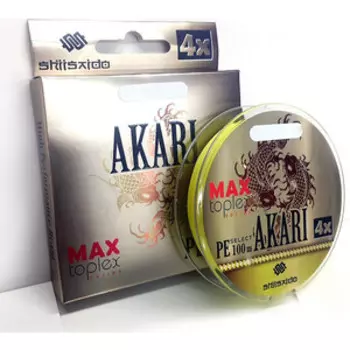 Шнур плетеный Shii Saido Akari 4X, L-150 м, d-0,104 мм, test-3,62 кг, yellow