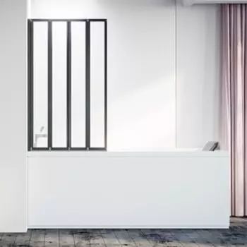 Шторка для ванны Veconi Palau 120x150 прозрачная, черная (PL74BL-120-01-19C4)