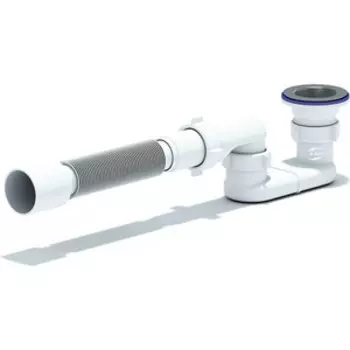 Сифон для душевого поддона АНИ пласт D50 плоский, с гофрой 320-710 мм (E015)