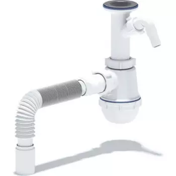 Сифон для кухонной мойки АНИ пласт Грот с решеткой D70, с гофрой D40 и штуцером (A2005)