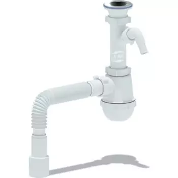 Сифон для кухонной мойки АНИ пласт Грот с решеткой D70, с гофрой D40/50 и штуцером (A1015)