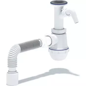 Сифон для кухонной мойки АНИ пласт Грот с решеткой D70, с гофрой D50 и штуцером (A2010)