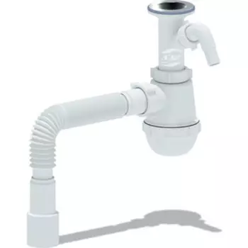 Сифон для кухонной мойки АНИ пласт Грот с решеткой D70, с гофрой D40/50 и штуцером (A2015)