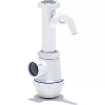 Сифон для кухонной мойки АНИ пласт Грот с накидной гайкой 1 1/2, с штуцером (A1020)