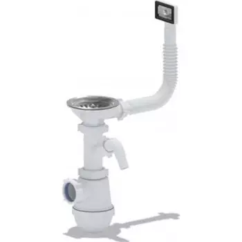 Сифон для кухонной мойки АНИ пласт Грот с решеткой D115, c переливом (A1045S)